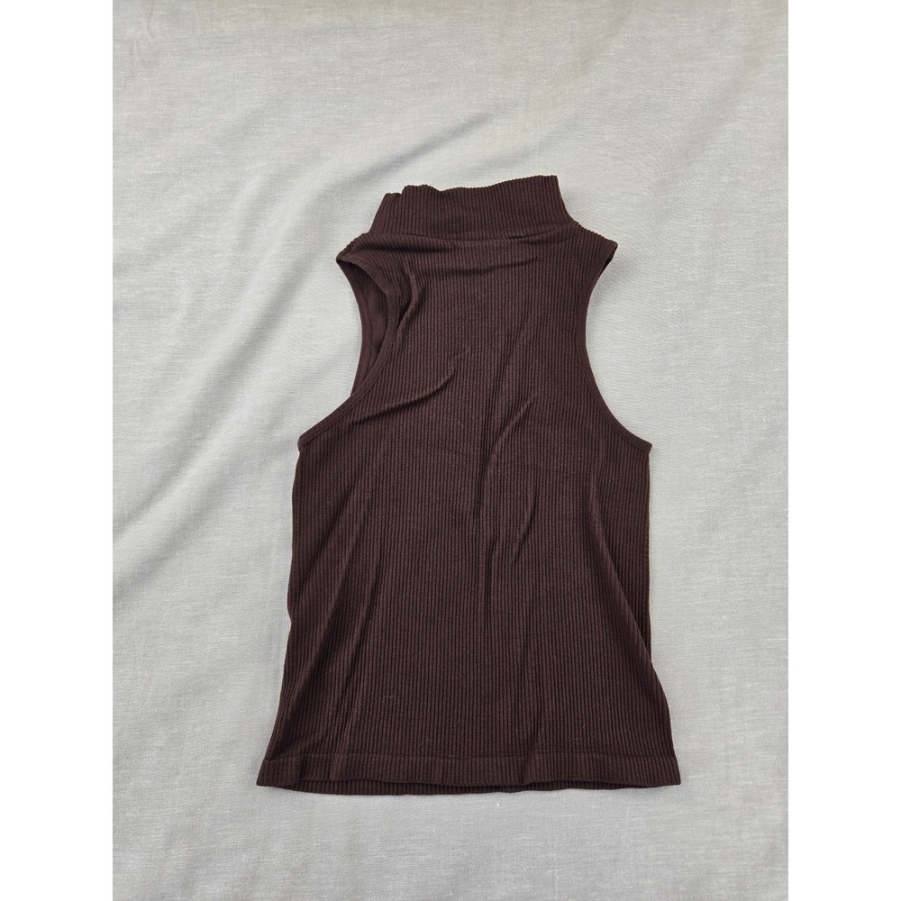 Suzette Collection Brown Ribbed Mock Neck Sleeveless Top Womens SM - Picture 7 of 8